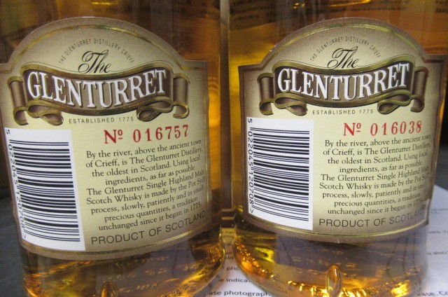 Two bottles Glenturret 12 year old single highland malt whisky Image
