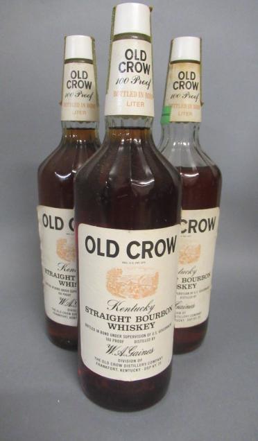 Three bottles Old Crow Kentucky straight bourbon whiskey (Est. plus 21% premium inc. VAT) Image