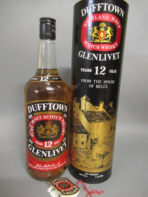 One litre Glenlivet Dufftown 12 year old single malt whisky Image