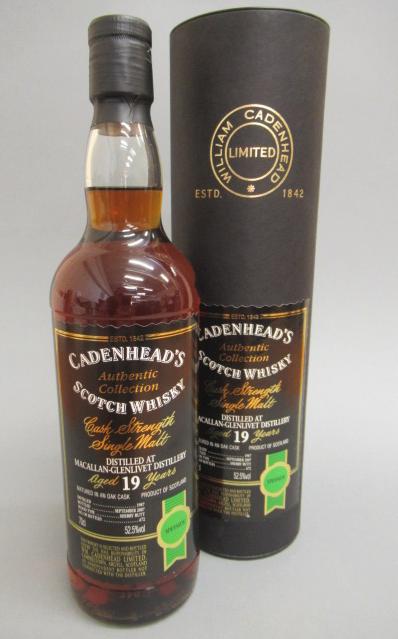 One bottle Cadenhead's 19 year old cask strength single malt whisky Image