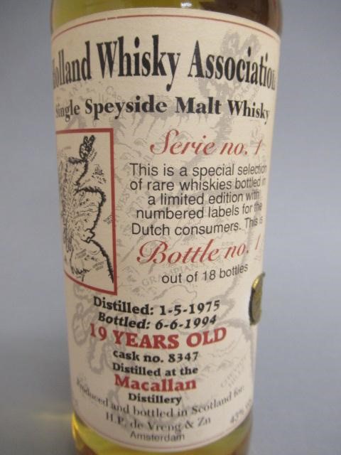 One bottle Holland Whisky Association 19 year old single malt whisky Image