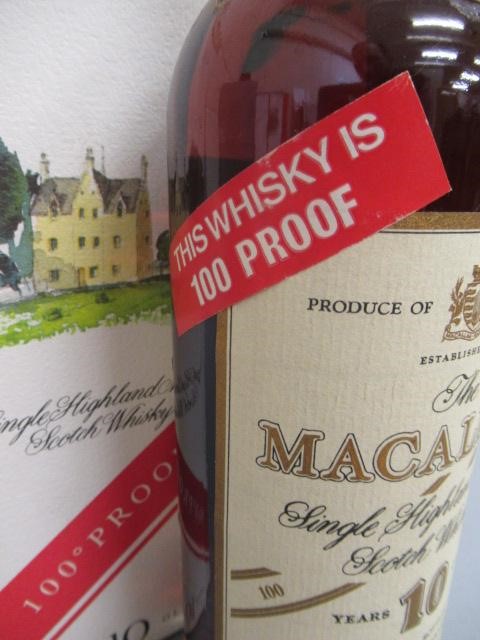 One bottle Macallan 10 year old 100° proof single Highland malt scotch whisky Image