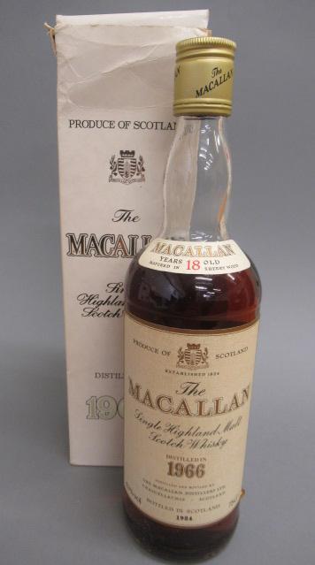 One bottle Macallan 1966 18 year old single Highland malt whisky Image