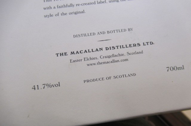 One bottle Macallan 1841 Replica single malt whisky Image