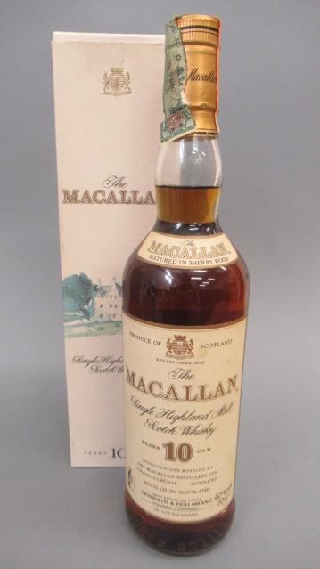 One bottle Macallan 10 year old single Highland malt whisky Image