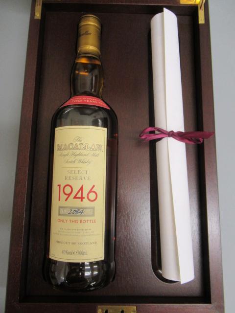 One bottle Macallan 1946 Select Reseve 52 year old single Highland malt Scotch whisky Image