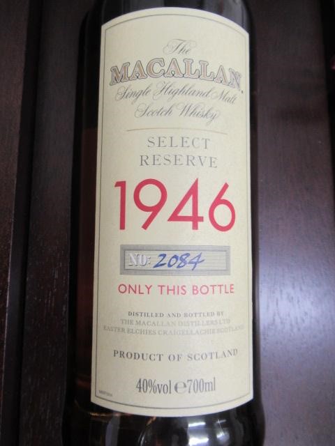 One bottle Macallan 1946 Select Reseve 52 year old single Highland malt Scotch whisky Image