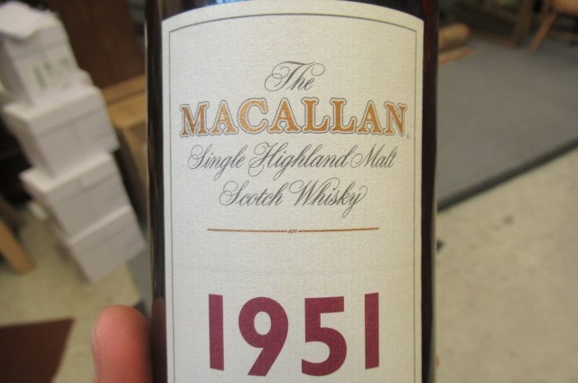 One bottle Macallan 1951 single Highland malt Scotch whisky Image
