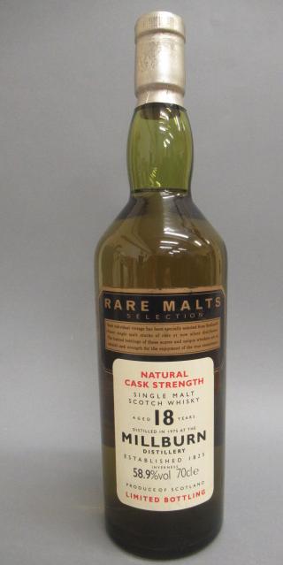 One bottle Millburn 18 year old single malt whisky Image