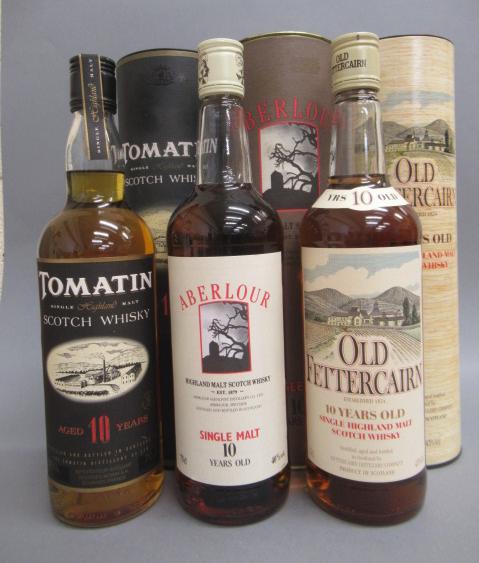 Three bottles of 10 year old Highland single malt whisky Image