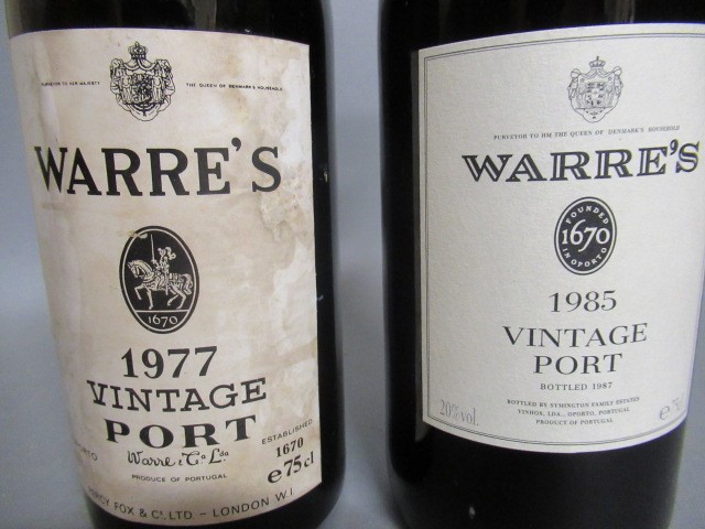 Two bottles of Warre's vintage port comprising one 1977 and one 1985 (Est. plus 21% premium inc. Image