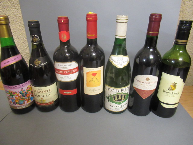 Seven bottles of European wine Image