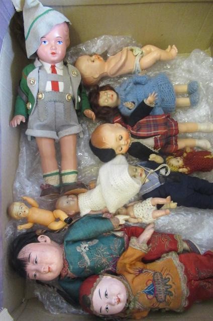 Eleven vintage dolls Image