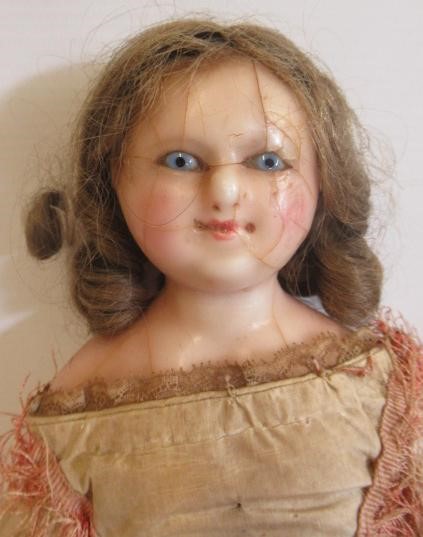 Two Victorian wax shoulder head dolls Image