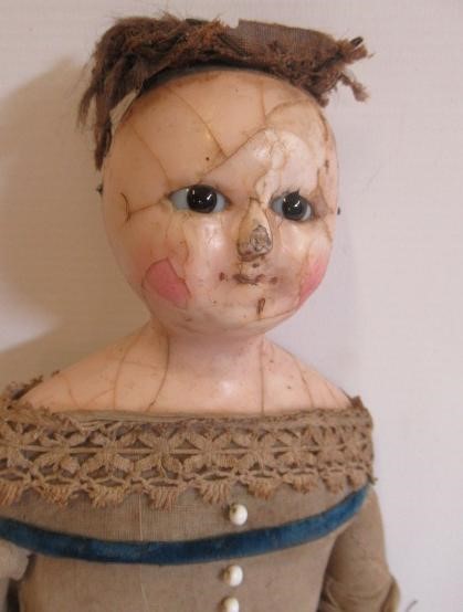 Two Victorian wax shoulder head dolls Image