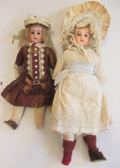 Two German bisque shoulder head dolls Image
