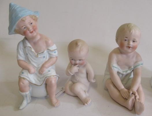 Six bisque Gebruder Heubach piano babies Image