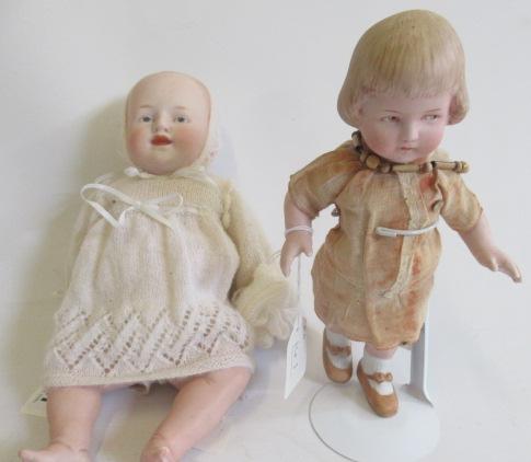 Two all bisque five piece jointed dolls Image