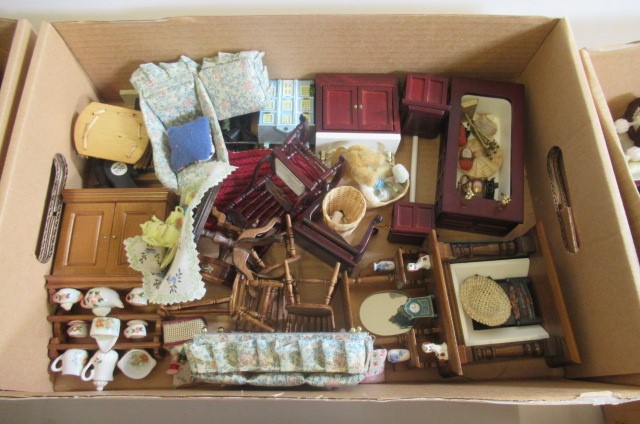 A large collection of modern doll's house furniture and decoration Image