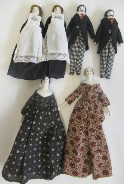 Six china head miniature dolls Image
