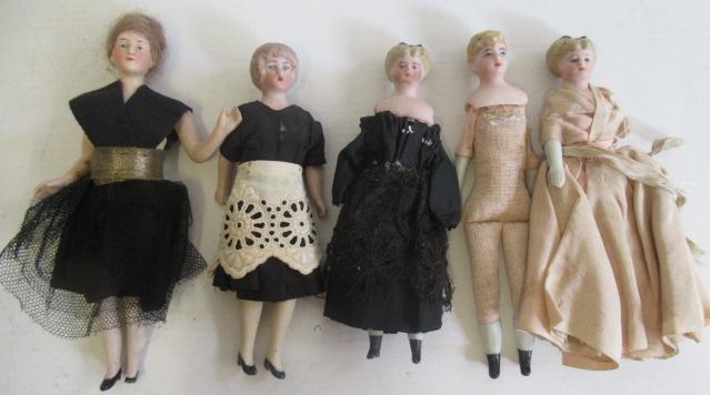 Five bisque miniature dolls Image