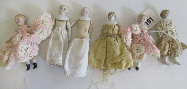 Six ceramic shoulder head doll's house dolls Image