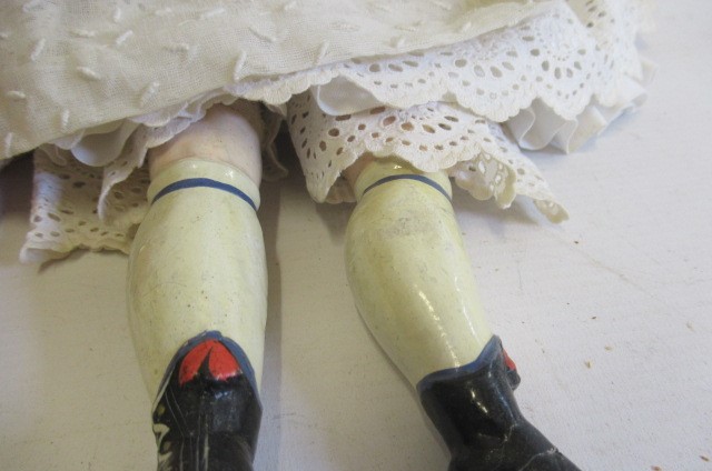 Two Victorian wax shoulder head dolls Image