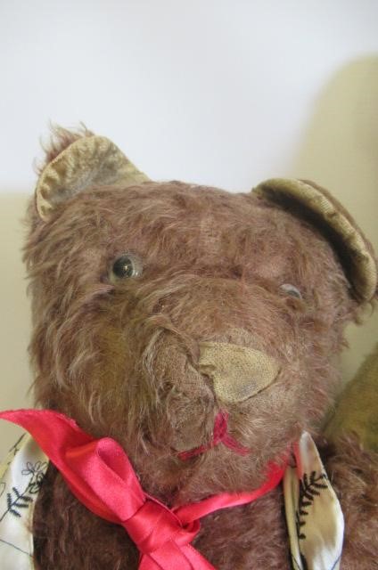 Three vintage English teddy bears Image