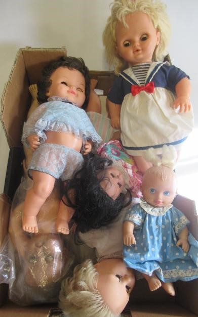 Three boxes of modern dolls Image
