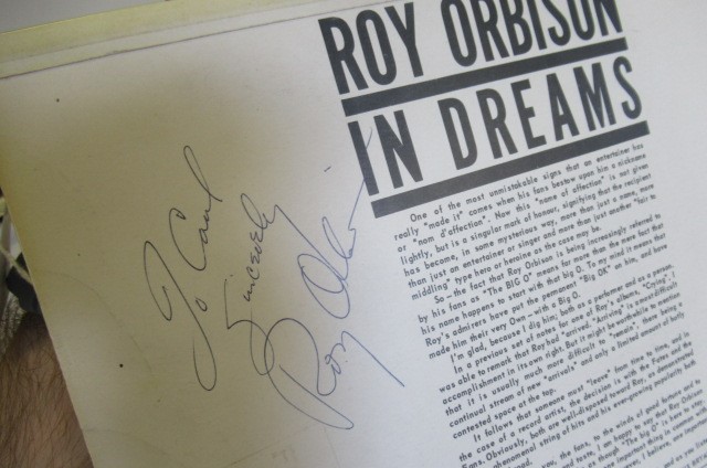 A signed Roy Orbison record slip for "In Dreams" Image