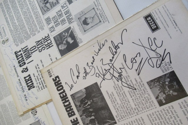 Six signed record slips Image