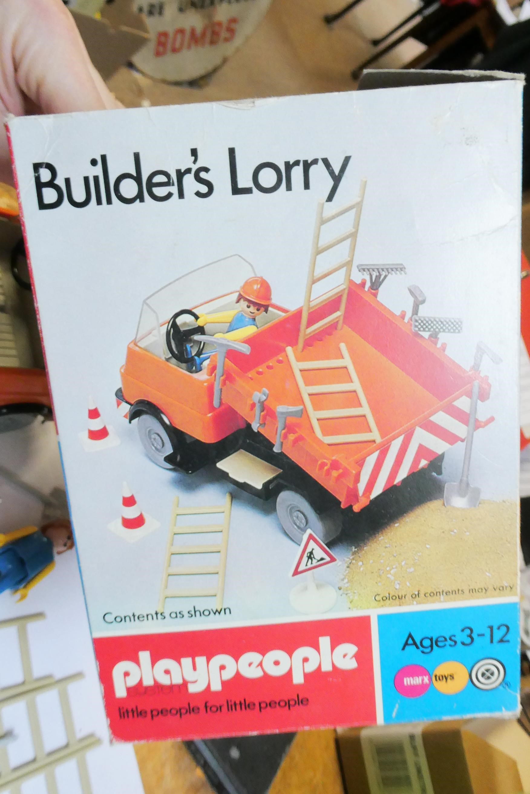 1970's Playmobile figures and vehicles including builder's lorry Image