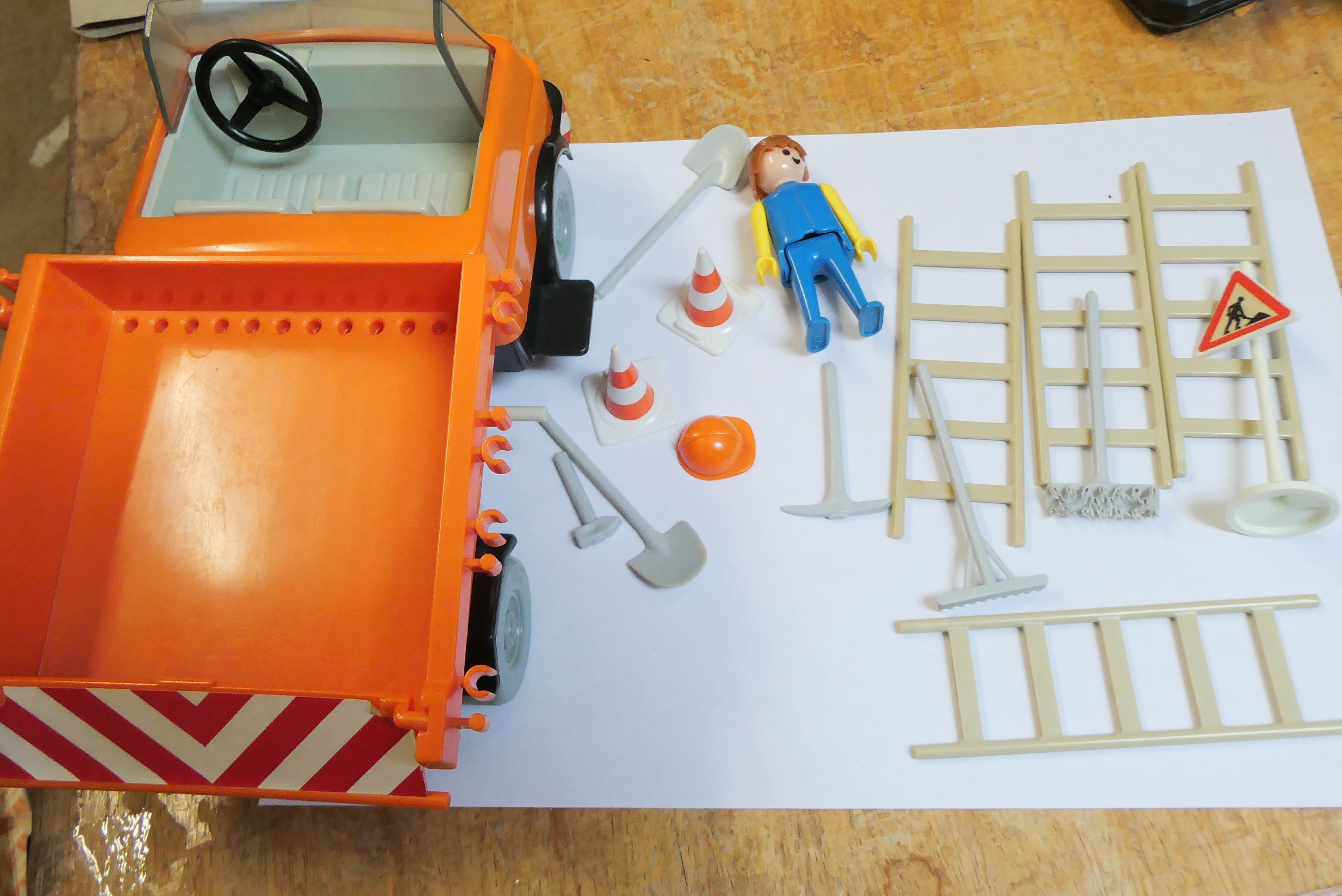 1970's Playmobile figures and vehicles including builder's lorry Image