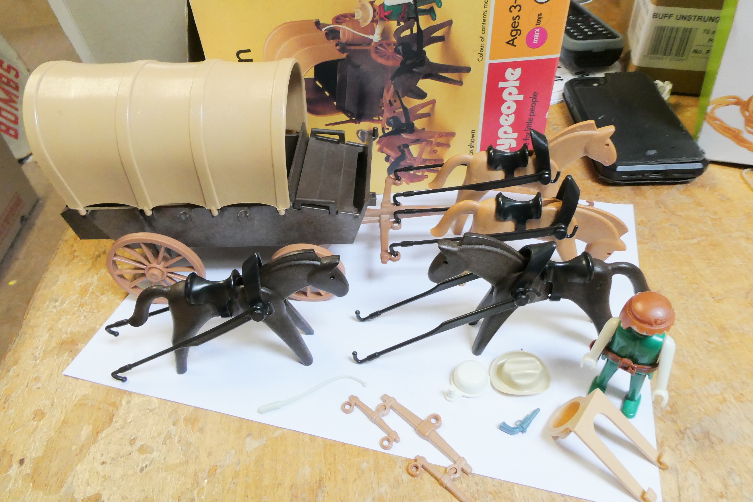 1970's Playmobile figures and vehicles including builder's lorry Image