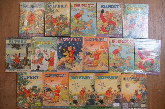 Sixteen Daily Express Rupert Annuals from 1970 Image