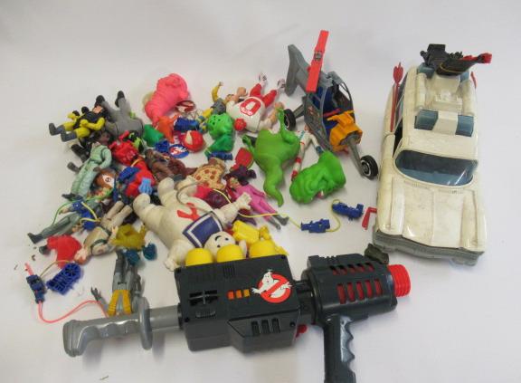 Ghost Busters action figures and Ecto 1 Ghost Busters car Image