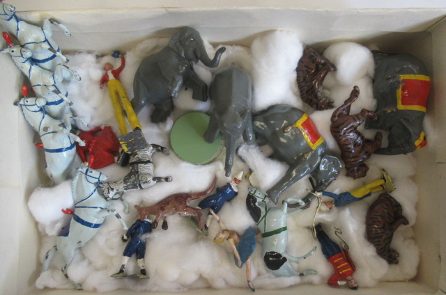 Britains circus figures and animals including elephants Image
