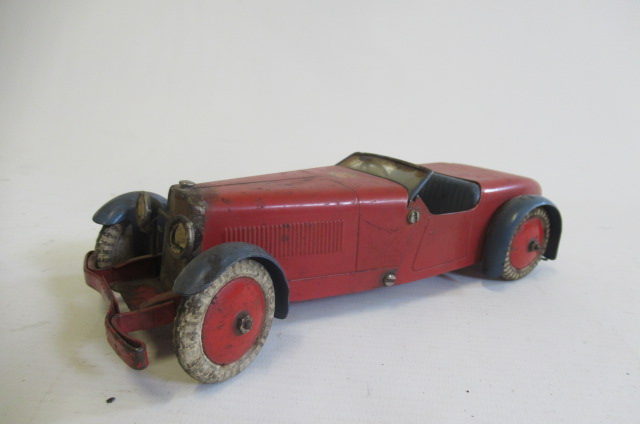 Meccano clockwork sports car in red/blue Image
