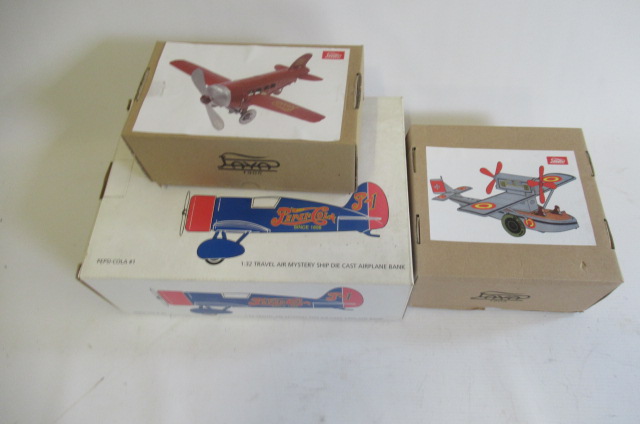Two Joyo (Paya) tinplate aircraft and Revell 1:32 diecast Pepsi Cola Race plane Image