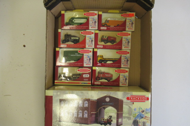 Eight Lledo trackside vehicles and a British Railway Depot building Image