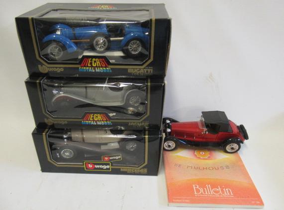 Three Burago 1/18 scale cars comprising Bugatti Type 39 Image