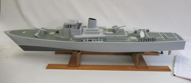 A radio controlled motor torpedo boat of wood construction with two electric motors and R.C. Image