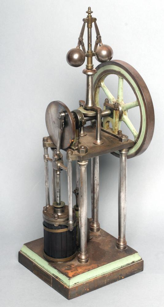 A vertical single cylinder stationary steam engine Image