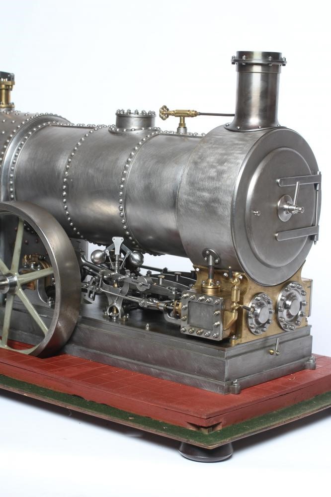 A large locomotive boilered under type compound steam engine made by Frank Baines circa 1945. All Image