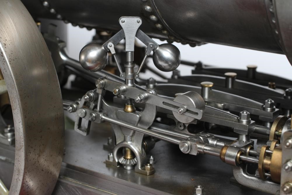 A large locomotive boilered under type compound steam engine made by Frank Baines circa 1945. All Image