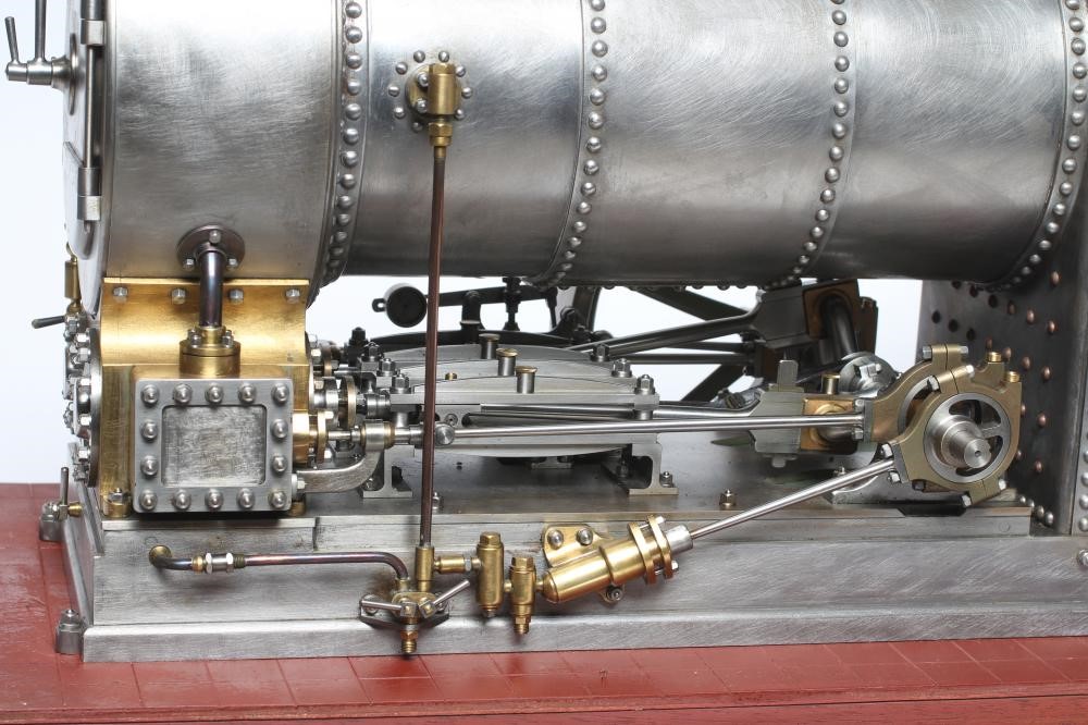A large locomotive boilered under type compound steam engine made by Frank Baines circa 1945. All Image