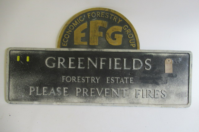 A Green Fields Forestry cast aluminium sign Image