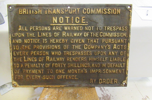 A British Transport Commission Trespass cast iron sign Image
