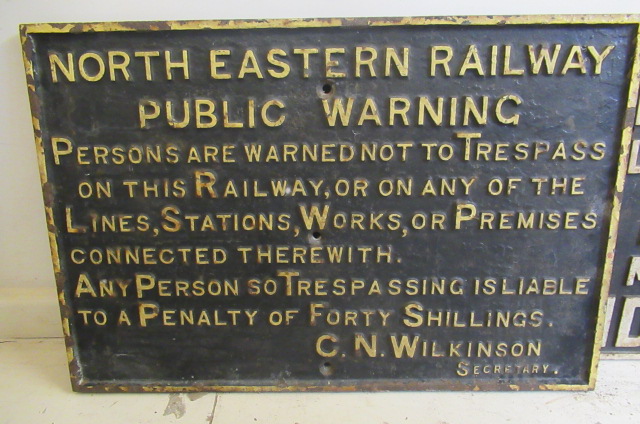 A North Eastern Railway Trespass Notice cast iron sign Image