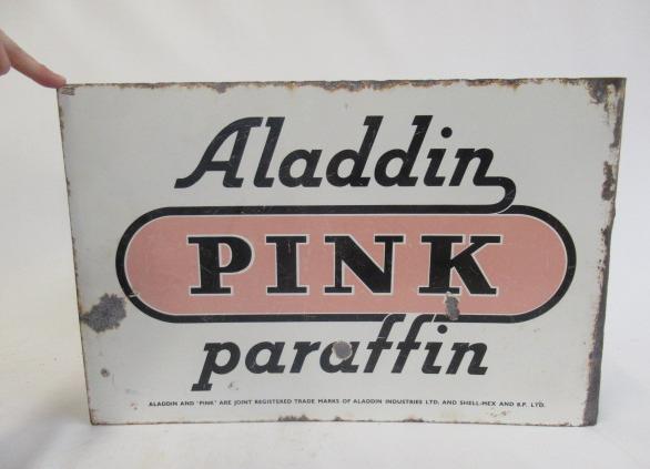 An Aladdin Pink Paraffin advertising sign Image